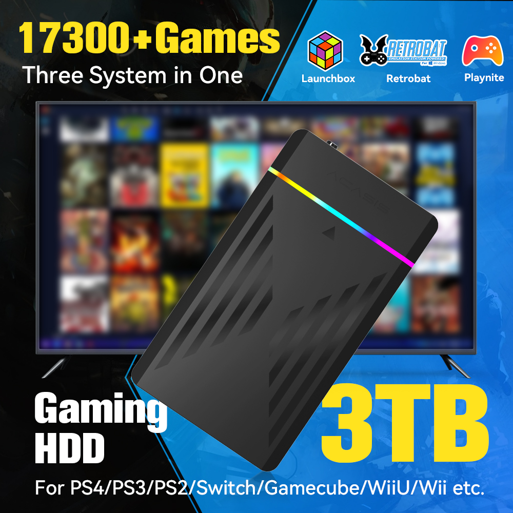 Retro Gaming Play Zone - 3TB Draagbare Gaming HDD LaunchBox/Retrobat/Playnite Retro