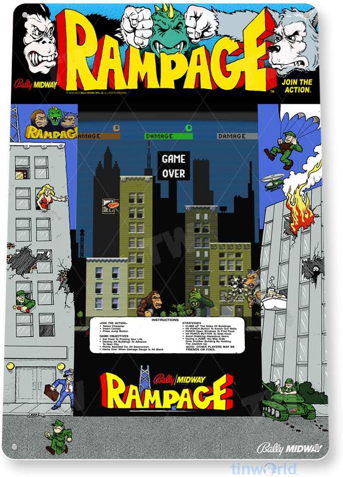 TIN SIGN Rampage Arcade Sign G - Retro Gaming Shop recensie en prijs